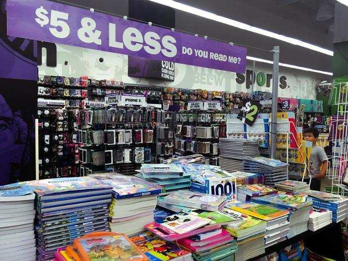 There were books for $5 or less in the center of the store, including children