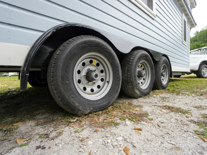 They moved Tiffany to a new place for the first time last year, and it involved quite a bit of prep work. They first had to get Tiffany off of the cinder blocks and, like an RV, unhook the water, sewage, and electric.