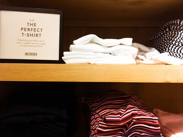 J.Crew had a few basics like T-shirts. A plain white T-shirt cost $36.