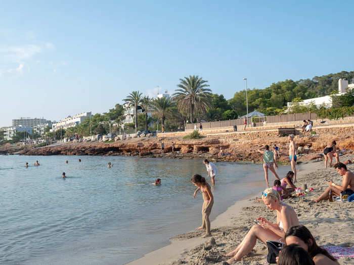 The downside of staying at Ibiza Rocks is that a group of wasted Brits were singing Bohemian Rhapsody outside my window at 4 a.m. After working through my hangover, I hung out at nearby Calo Des Moro beach. It