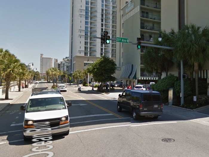 A road in Myrtle Beach, South Carolina, before...