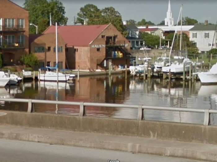 The Havens Wharf waterfront district in Washington, North Carolina, before...