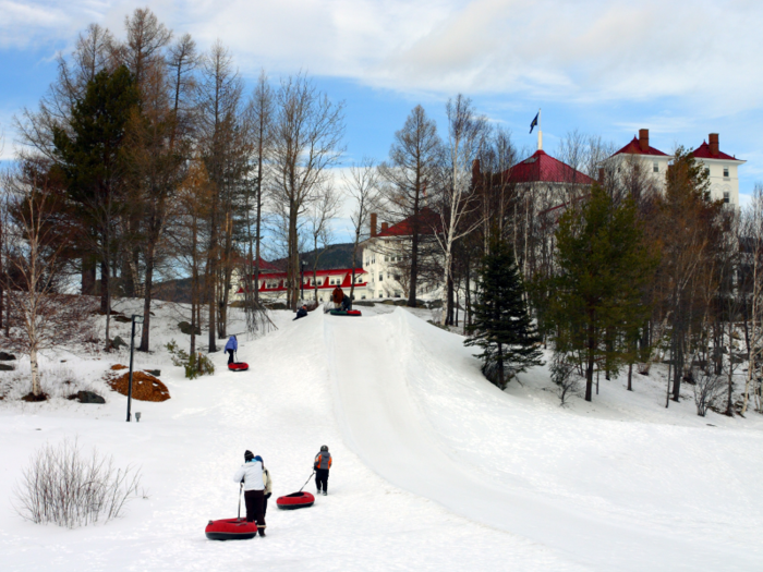 The snowy season brings the opportunity for new activities at the resort, including sledding ...