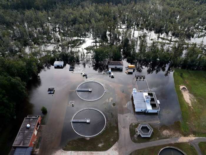 This South Carolina wastewater treatment plant was just above water on Monday.