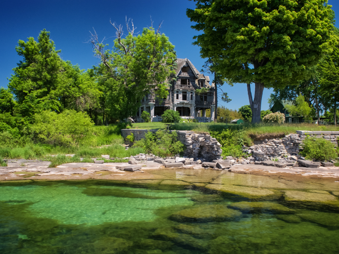 The 11-bedroom mansion was constructed around 1895 for William O. Wyckoff, who made his fortune from the Remington firearm and typewriter company. Around the World War II Era, contractors went in and removed the interior and doors and windows.