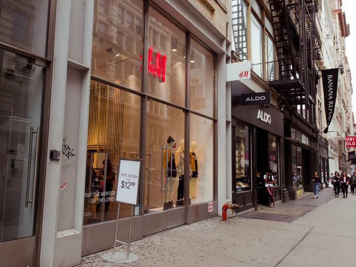 SoHo has a pretty big range of stores, including fast fashion retailers like H&M, more high-end stores like Burberry, and a growing number of startups.