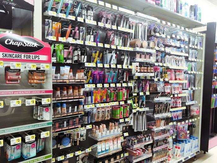 There was a small aisle with drugstore makeup brands like Maybelline and Covergirl, ranging anywhere from $3 to $10 for most products. There were a ton of products crammed into the small space.