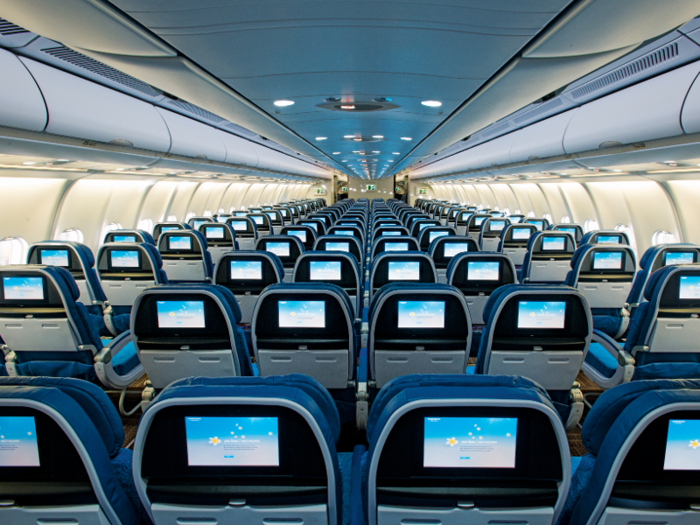 The main cabin seats each have a personal LCD touch-screen monitor.