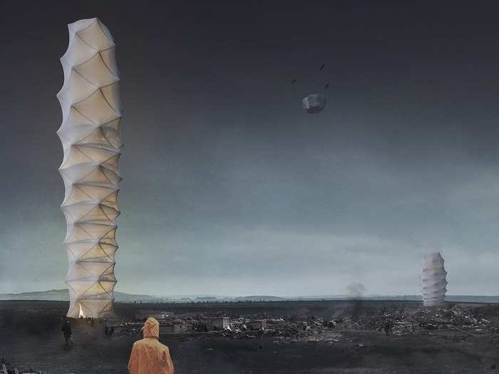 A trio of Polish architects won an international design award for a foldable skyscraper.