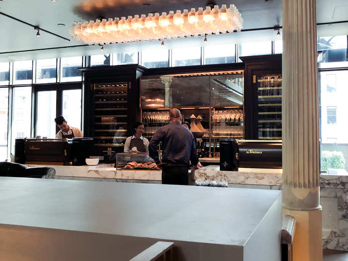 RH is emphasizing hospitality at its stores. The gallery has a coffee bar serving coffee, tea, espresso, and pastries ...