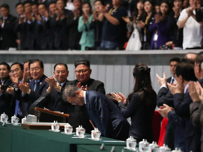 Moon delivered a seven-minute speech and proposed "that we should completely end the past 70 years of hostility and take a big stride of peace to become one again."