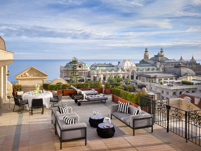 The suite is nearly 1,400 square feet and features a 1,184 square foot private terrace with panoramic views of Monaco.