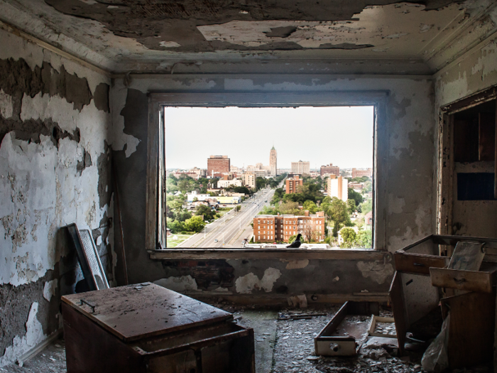 The once-luxurious hotel was closed in 1997 after it was converted to low-income senior housing. Since then, it has been left to deteriorate. But the city of Detroit is currently searching for developers to refurbish the historic site.