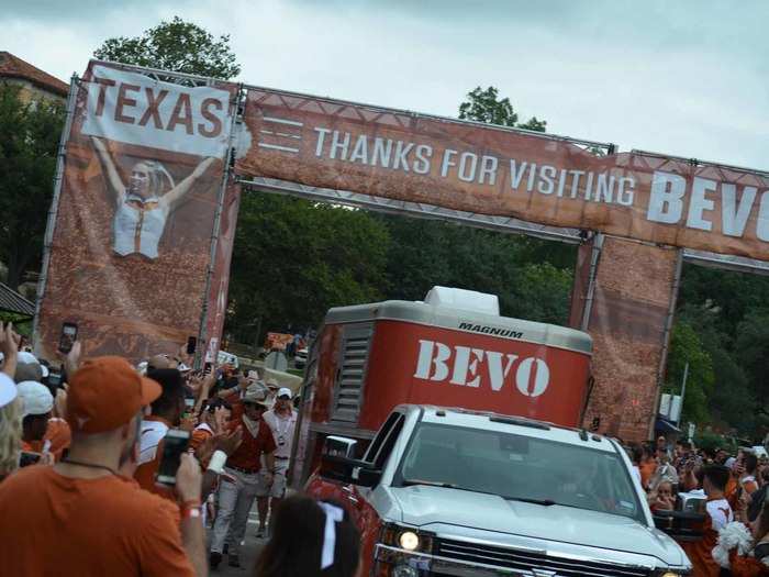 But the star of the show was the arrival of the Longhorns