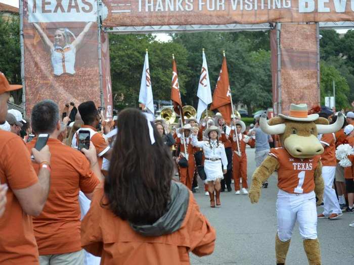 Before the game, the Texas band arrived.