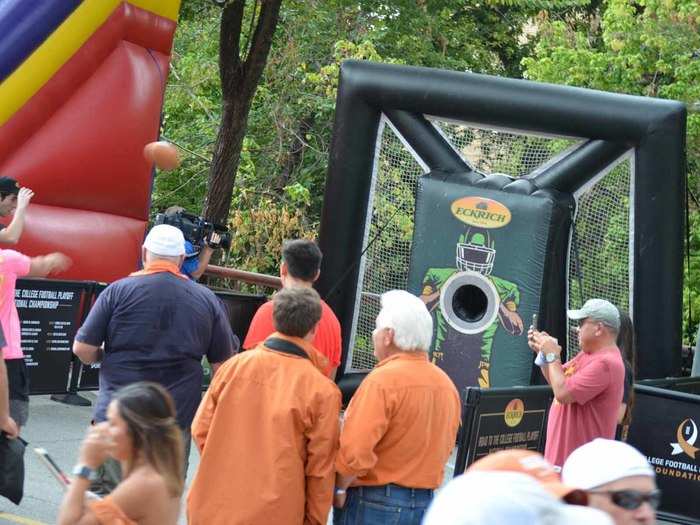 Another football-throwing challenge. This one is sneaky entertaining if you get there for somebody who attempts this after a few beers.