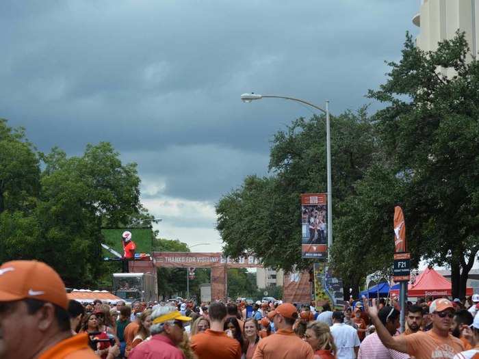 The weather threatened, but outside of a brief 5-minute rain just before the game, we stayed dry.