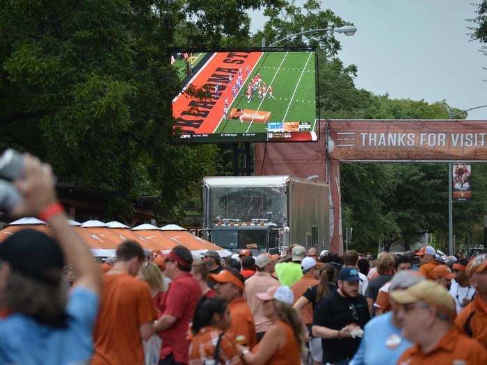 There were giant TVs showing live games across the country.