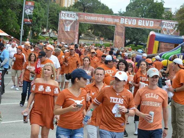 It is a block-long tailgate on the side of the stadium, and it has everything you need without having to set up your own tailgate or crash somebody else