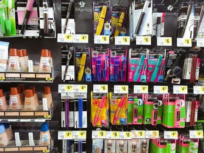 The makeup section at Dollar General was nearly identical to what you would find at a drugstore, and the prices were about the same as well.