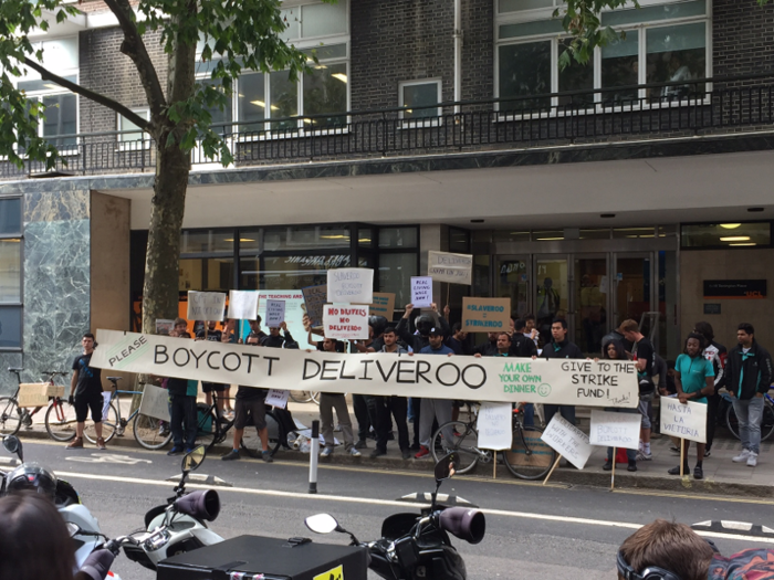 December 2015: The backlash begins. Deliveroo has hundreds of cyclists peddling around dropping off people