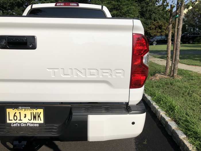 Tundra badging on the liftgate was subdued.