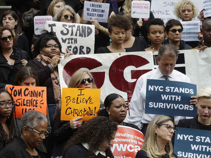 People also demonstrated against Kavanaugh and in solidarity with his accusers in other major US cities, including New York City.