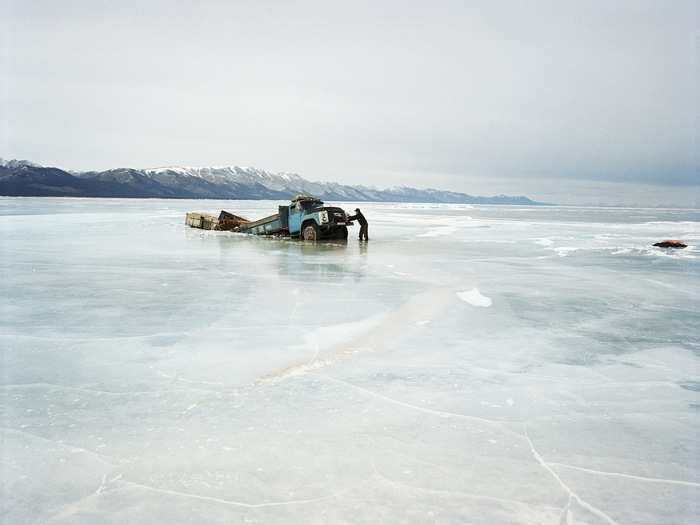 The ice collapsed and the truck in front of Lagrange