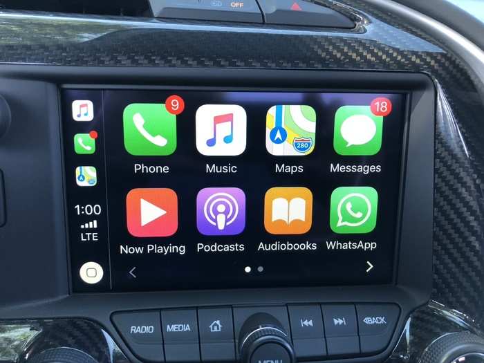 Apple CarPlay and Android Auto are available, as are Bluetooth pairing and the usual AUX/USB ports.