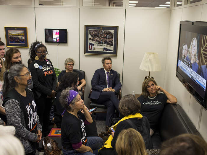 Protestors and supporters of Kavanaugh watched Ford