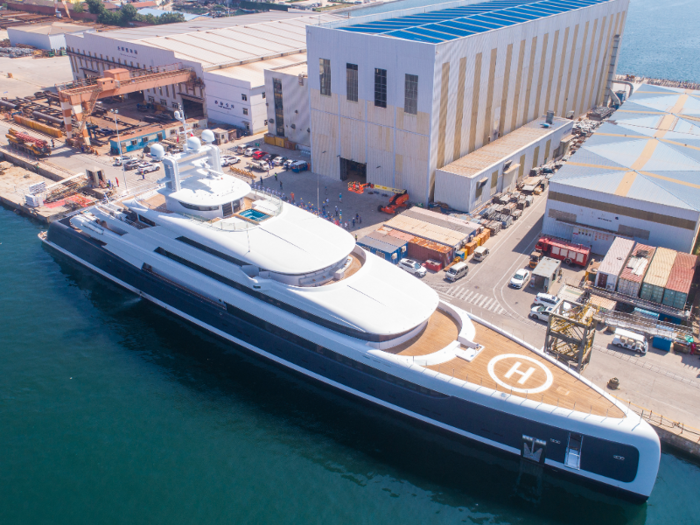 Amongst the onboard amenities are a gymnasium, two Jacuzzi pools, a helipad, a wellness spa, and a beauty salon.