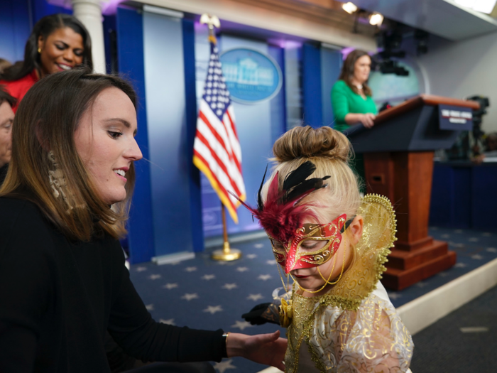 As part of the 2017 festivities, children were invited to trick or treat at the Eisenhower Executive Office Building in Washington, DC.