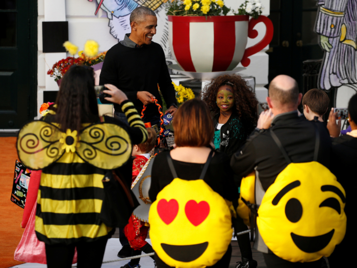 A bumble bee and some emojis took photos of President Obama at the White House in 2016.