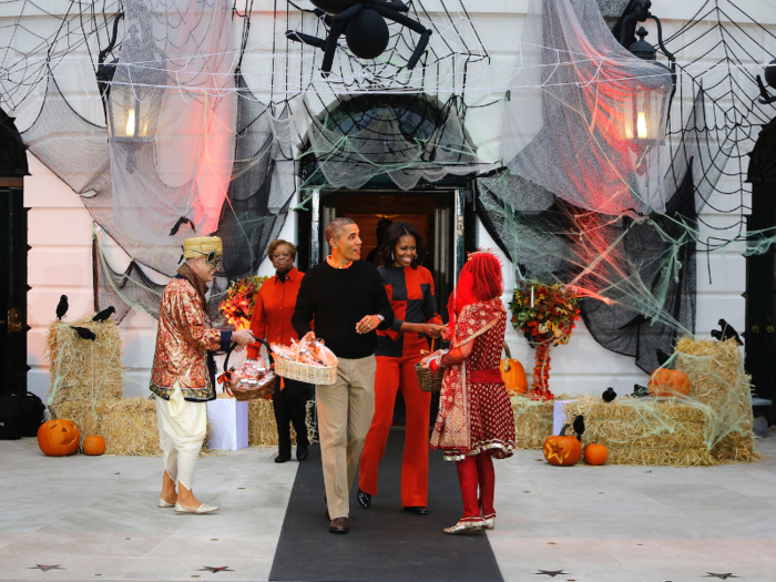 On Halloween 2013, President Obama and the First Lady greeted visitors to commence the annual Halloween celebration at the White House.