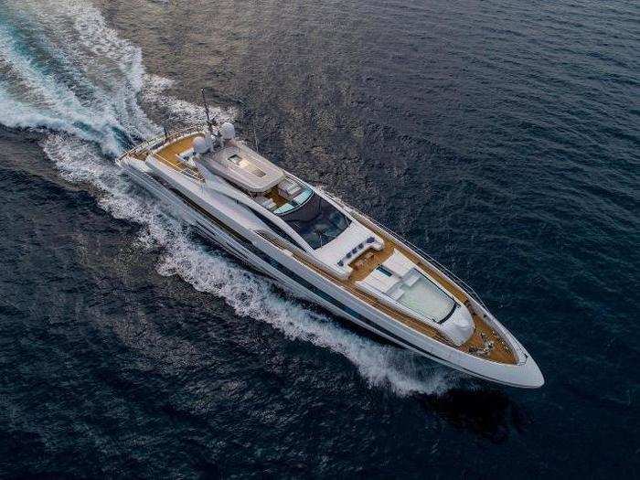 El Leon (Mangusta): Price not available — The stunning yacht includes an infinity pool with a glass floor on its foredeck that allows light to fall into the master suite.