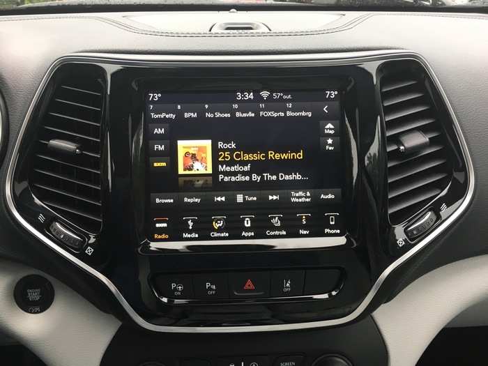 The center stack of our Cherokee Limited features an optional 8.4-inch touchscreen, running FCA