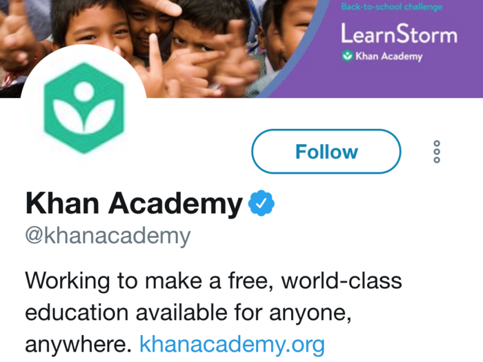 65. Khan Academy, which offers online lessons for students and materials for teachers