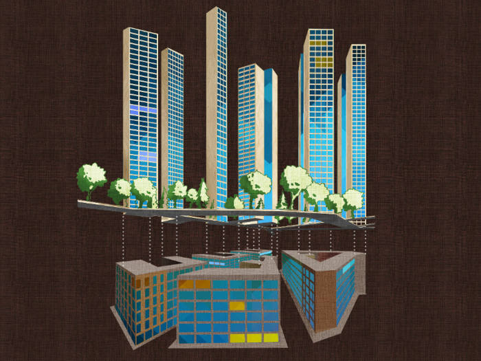 The proposal calls for a multi-level design, with homes, offices, and shops planned for the bottom level.