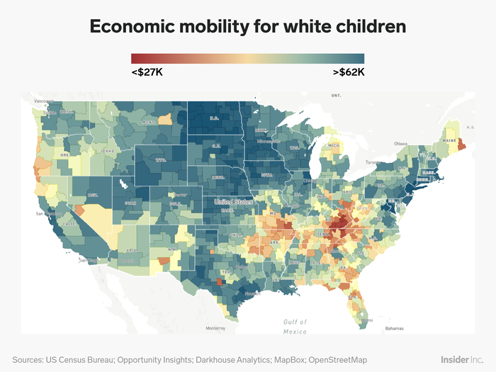 Striking maps show how race keeps kids from climbing the economic ladder across the US