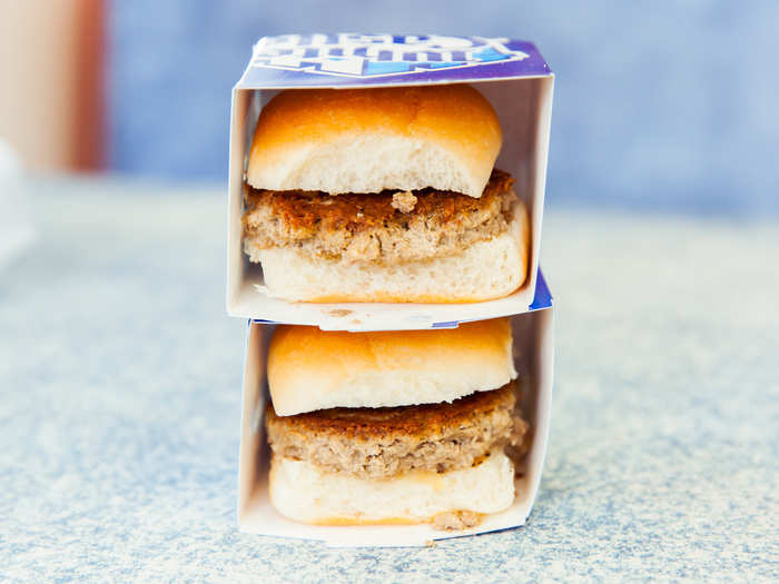 The Impossible Burger sliders, which are plant-based burgers meant to imitate meat, were by far the best option in terms of vegan fast food. They were filling, didn