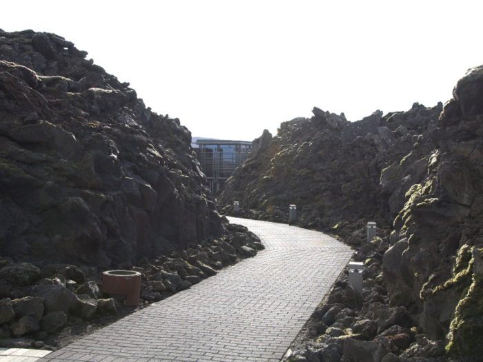 And the entrance to the pool is dramatic and stark — when it