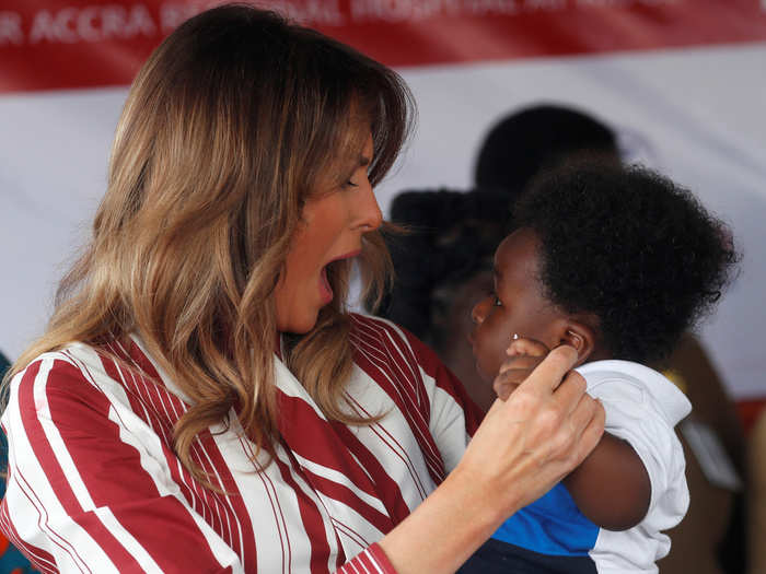 The first lady clearly loved holding this six-month-old baby, who she called a "beautiful boy" before handing him back to his mother.