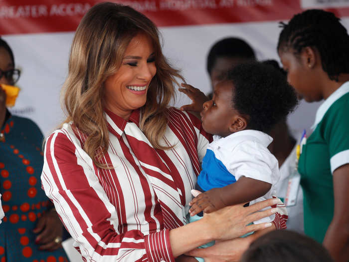 From the airport, Trump went straight to Greater Accra Regional Hospital, where she visited with mothers and their children.