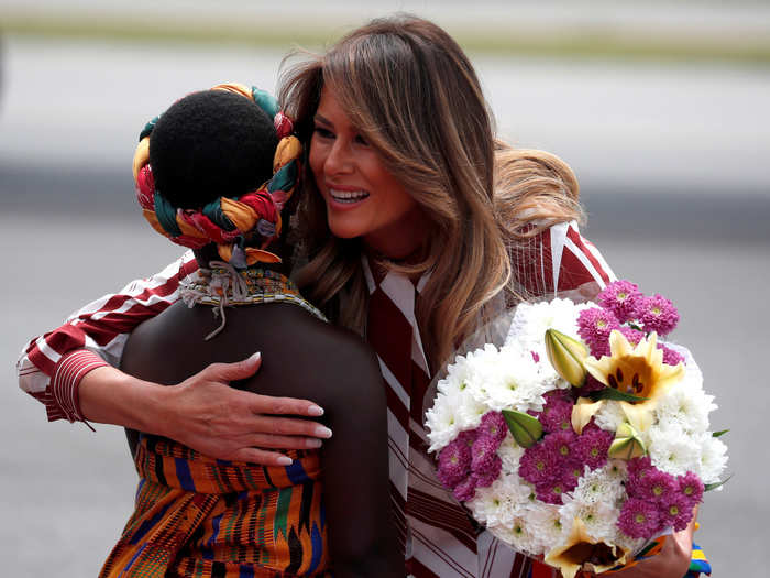 Trump then hugged the girl, who the pool reporter said "looked rather starstruck."