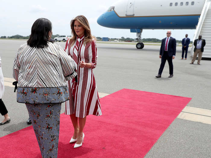 Trump was met at the airport by Ghanaian first lady Rebecca Akufo Addo.