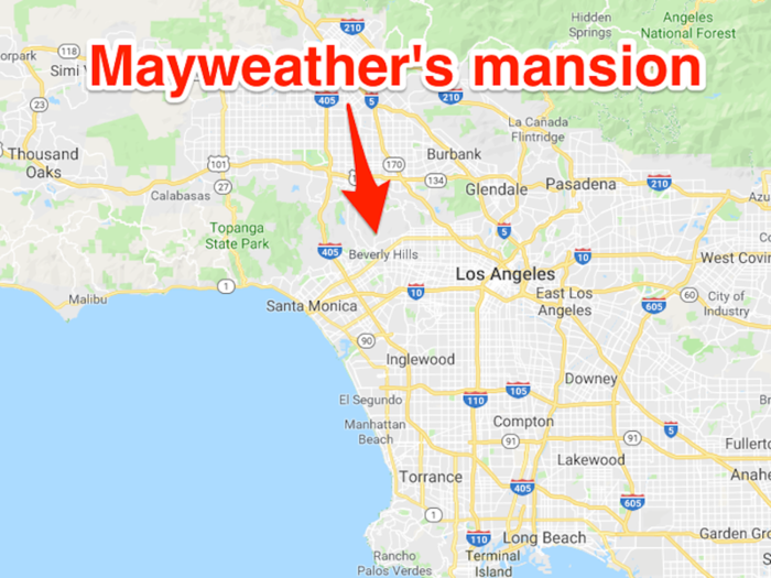 Last year, Mayweather spent a small part of his fortune on a $25 million mansion in Los Angeles. The 6-bed, 10-bath property is located in Beverly Hills, an area made famous for its palm-lined Rodeo Drive, expensive shops, and movie star neighbours.