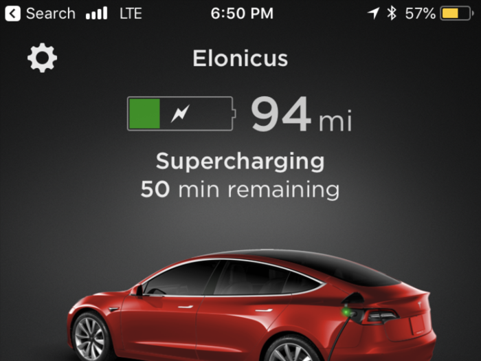 The Tesla app provides a convenient way to keep track of the charging process.