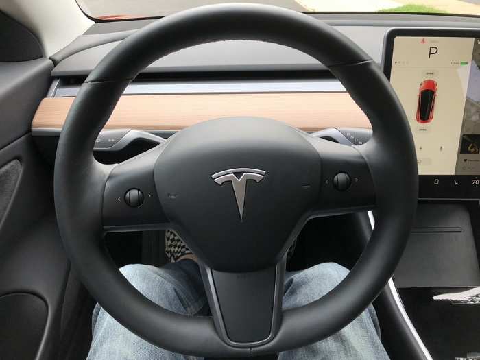 Begin with the steering wheel. Unlike basically every other steering wheel on the planet, the Model 3