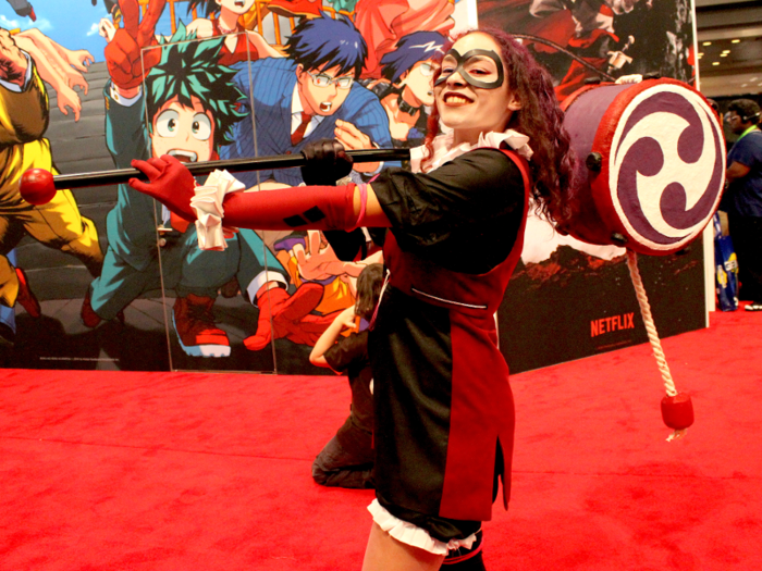 Alexis McCarthy, from New Jersey, cosplayed Harley Quinn from the 2018 film Batman Ninja. "The second I saw the movie I [knew I] had to do it," she said.