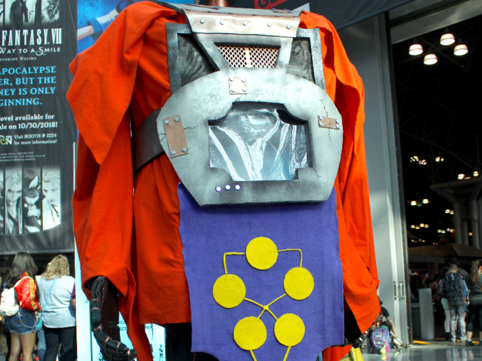 Aaron Thompson, cosplaying as Arnim Zola from Marvel, called his costume a "sculpture." He started working on his costume, which is made from materials including fabric, foam, and PVC pipes, at the beginning of the summer.